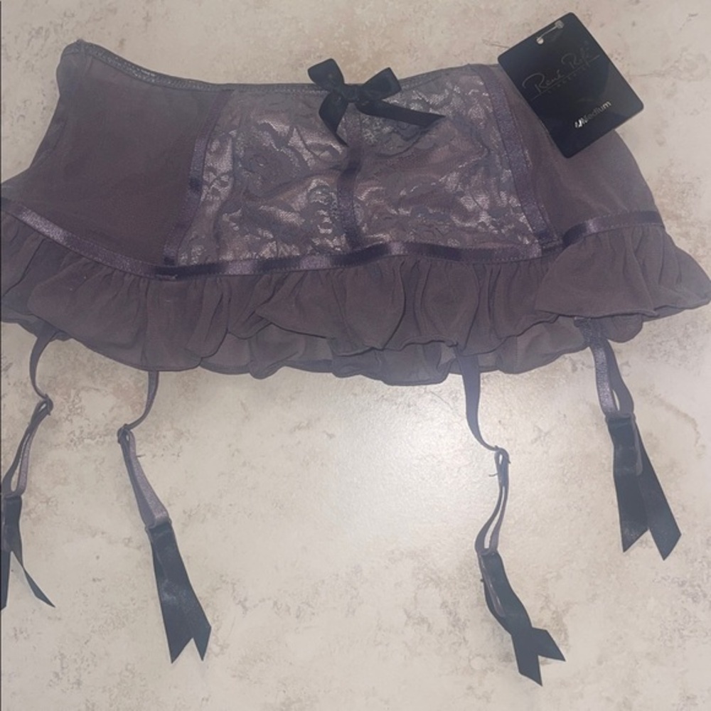 NWT Rene Rofe Garter Thong Panty Lavender